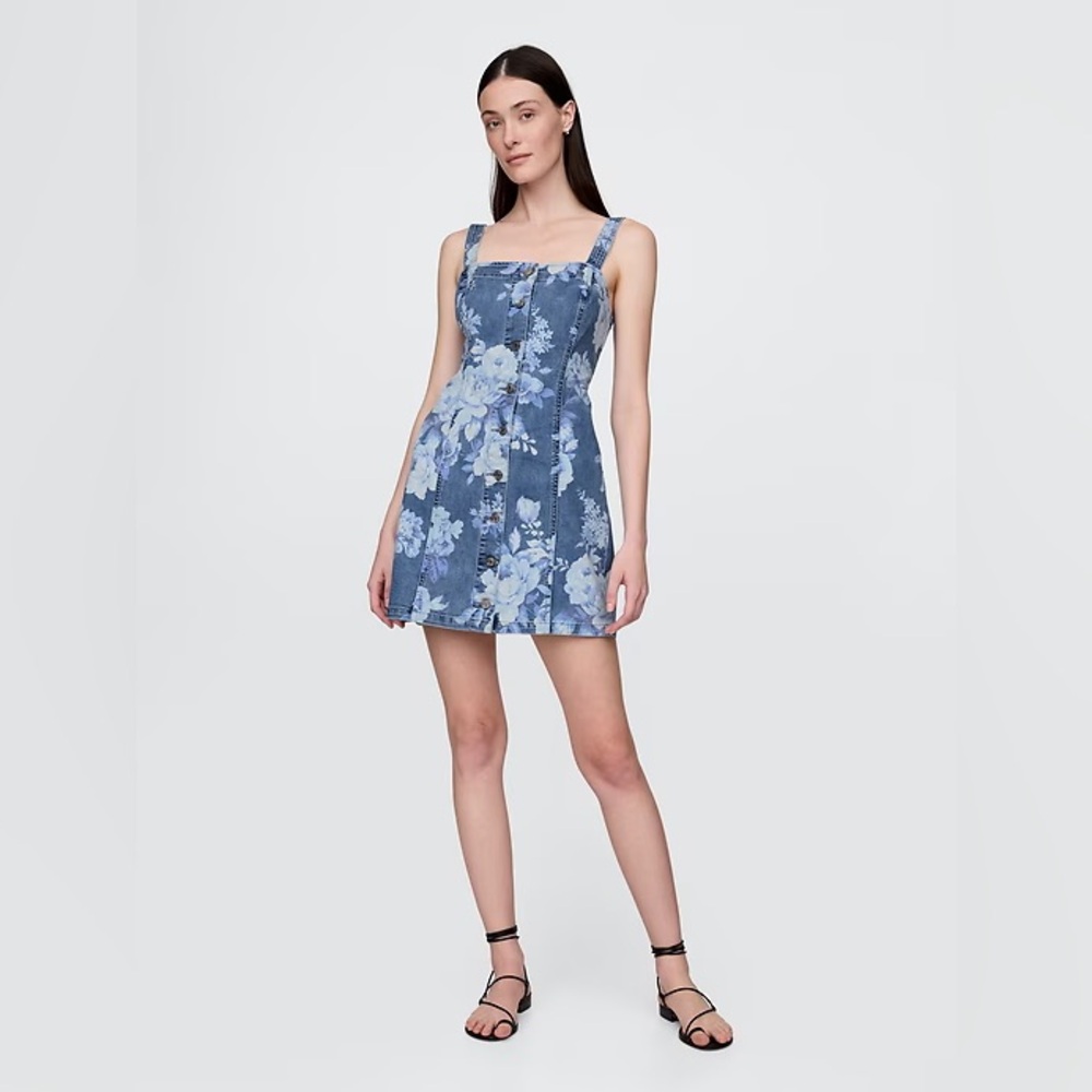 Gap Denim Floral Mini Dress NWT